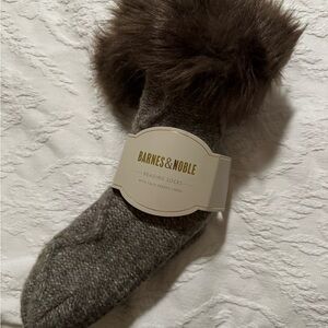 Barnes & Noble Brown Faux Fur-Trim Reading Socks